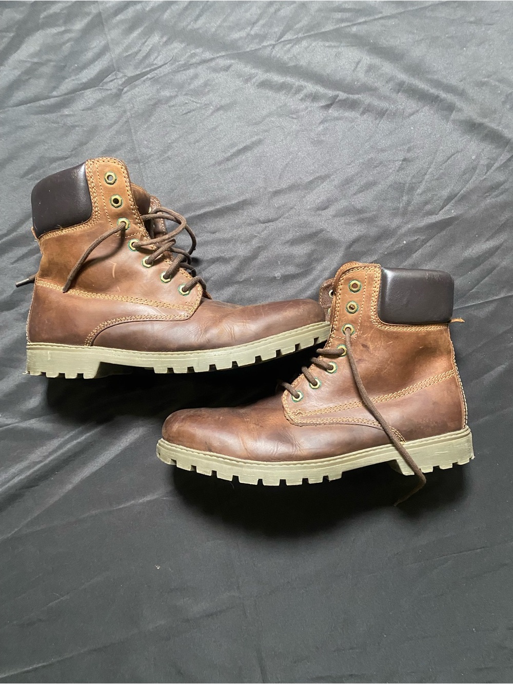 Highland creek Men's Brown Leather Lace-Up Work Boots